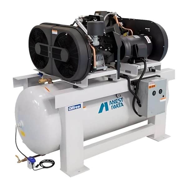 Anest Iwata Duplex OFT-20D Tank Mount Oilless Piston Compressor 