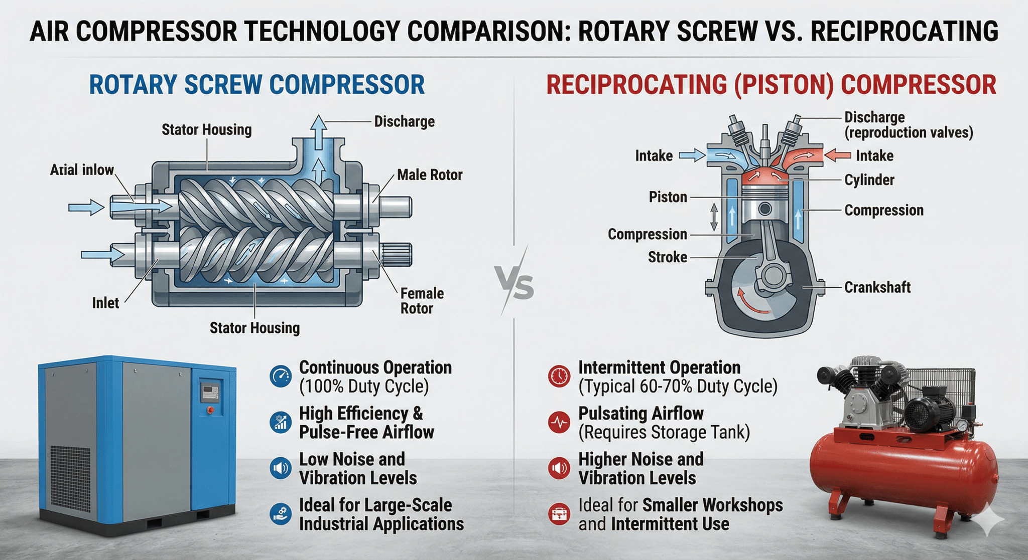 Rotary Screw vs. Reciprocating example